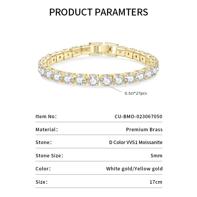 Lnkry Full Moissanite Tennis Bracelet For Women Test Passed 3mm/4mm/5mm Lab Created Diamond Bracelets Sparkling Hand Jewelry