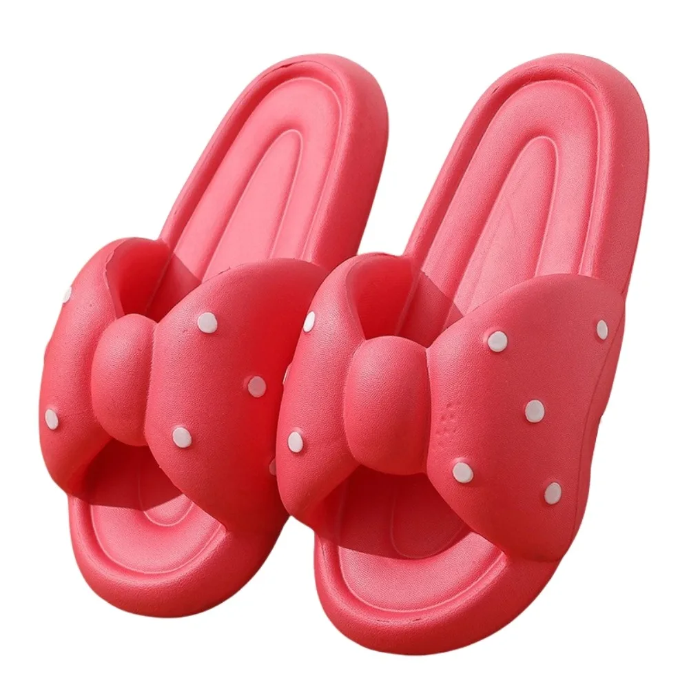 

Soft Polka Dot Slide Slippers Women Sweet Anti-slip Bowknot Slippers Casual Open-toed Bathroom Slippers Female