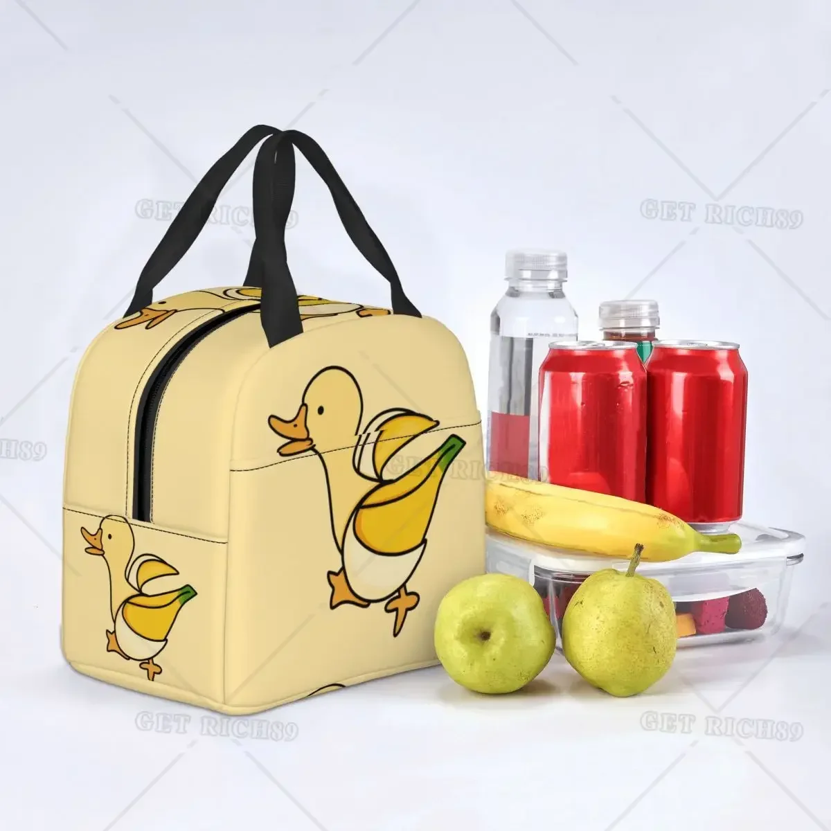 Torba na lunch Kawaii Banana Duck Termiczne torby termoizolacyjne Wodoodporna praca piknikowa Śliczne zwierzę Owoce Oxford Pudełko na drugie śniadanie Torba na żywność