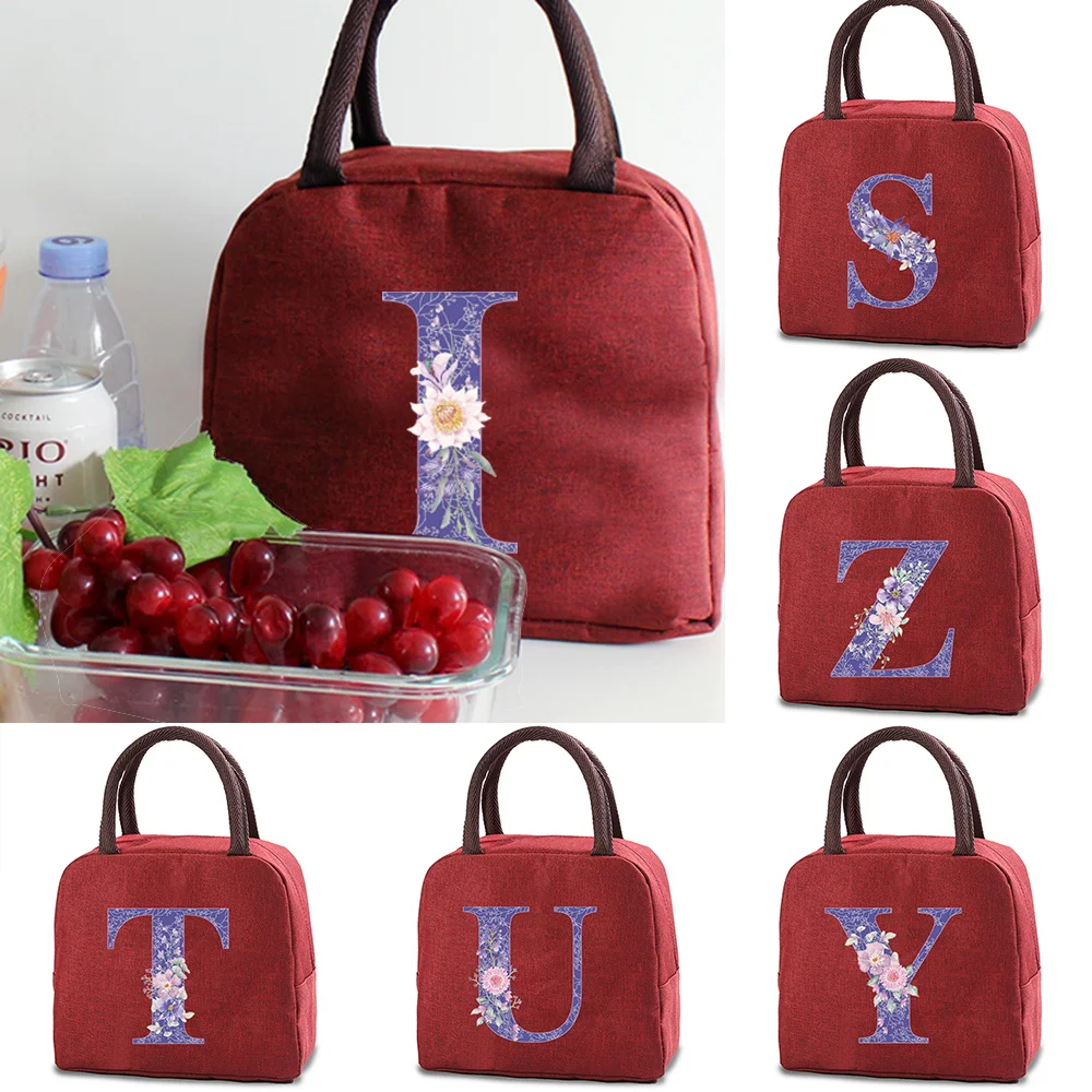 

Pink Flower Printed Lunch Bag Insulated Refrigerated Bag Cold Drink Box Dinner Large Square Refrigerated Bag