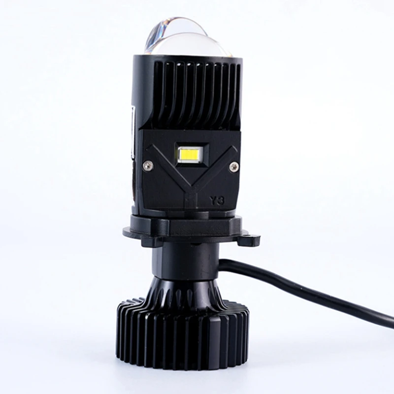 ABAE-H4 LED ไฟหน้าโปรเจคเตอร์หลอดไฟ Dual LED เลนส์มินิโปรเจคเตอร์เลเซอร์ Y3 Tri-Color High/LOW Beam 55W พัดลมเทอร์โบ