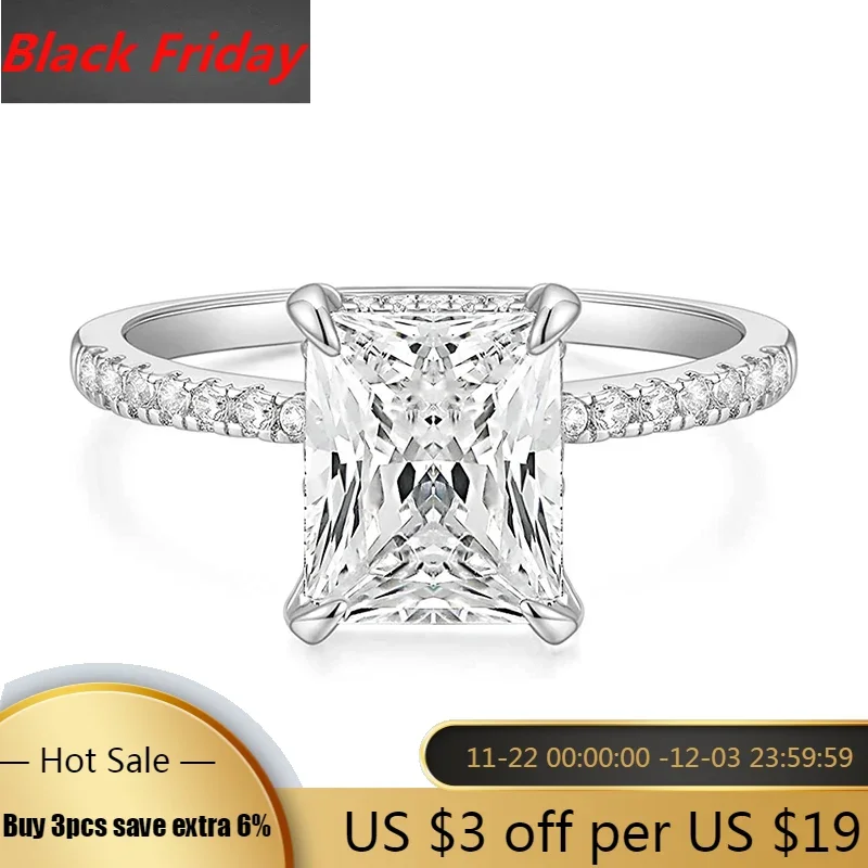 Trumium  4CT Engagement Copper Rings for Women Radiant Cut Cubic Zirconia Wedding Band Promise Ring Free Engraving