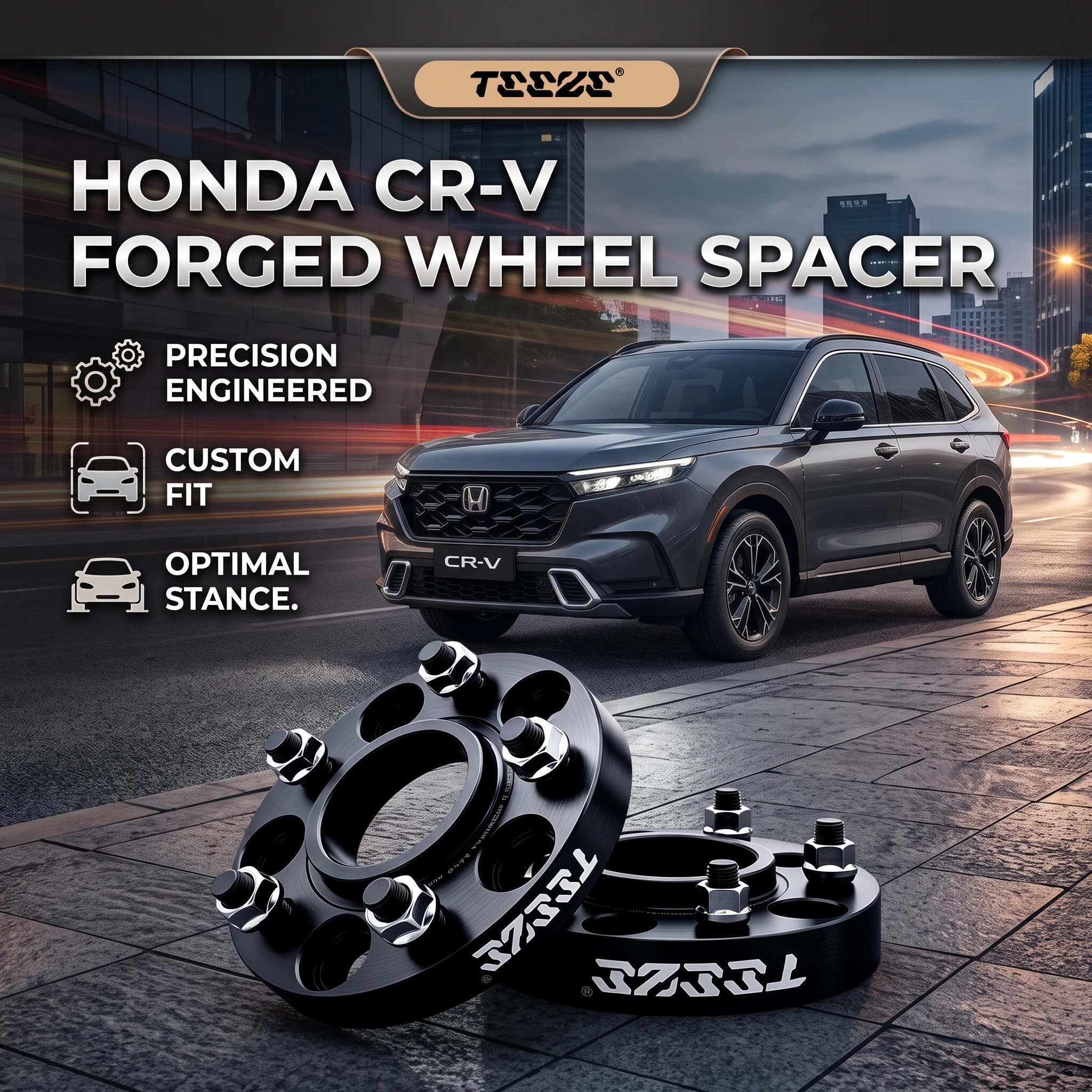 Teeze 2/4pcs 5x114.3 CB 64.1mm M12x1.5 Hub Centric Black Forged wheel spacer For Honda CR-V Flange Plate 15/20/25/30/35mm