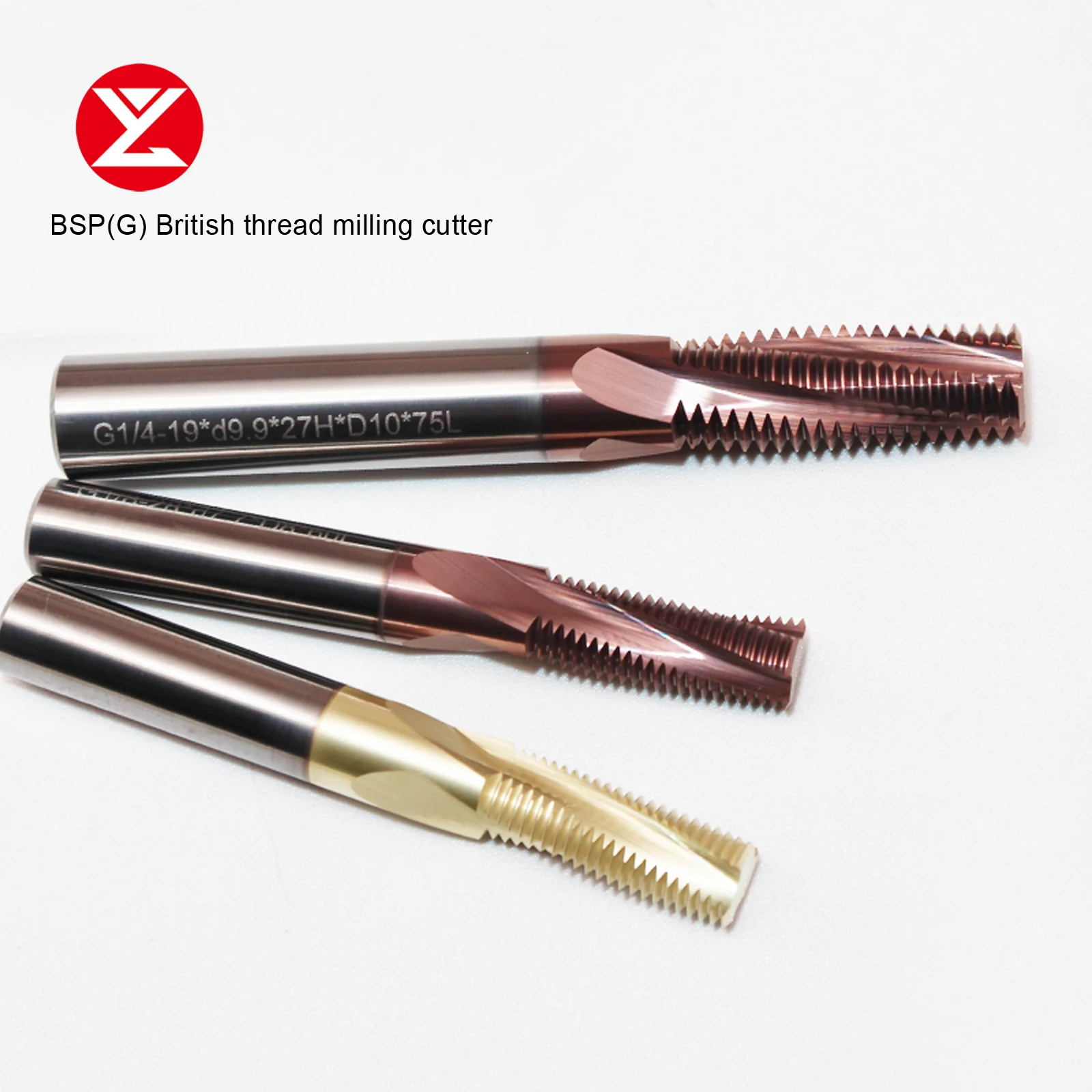 CNC Carbide British BSP G1/4-19 Cutter Full Teeth Thread Milling Cutter Tungsten Steel End Mill Machining For Aluminum Steel