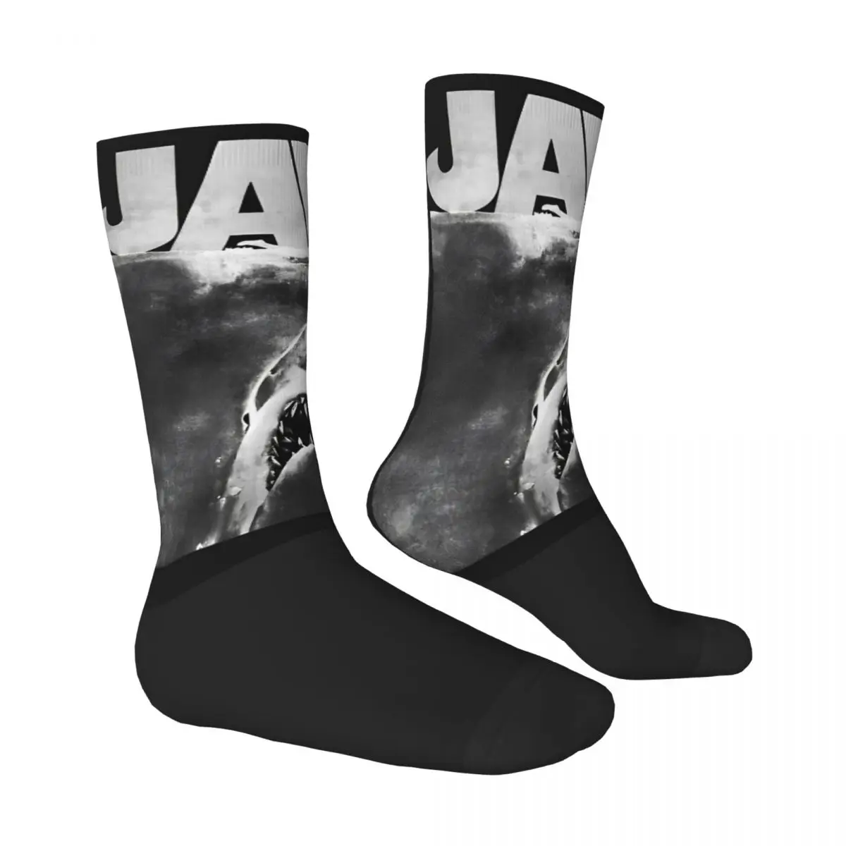 Jaws Photo Negative Shark Attack Poster Socks Vintage Stockings Men Medium Soft Running Socks Autumn Design Anti Slip Socks