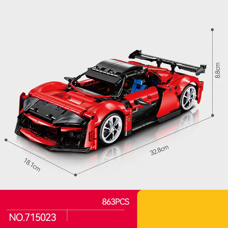 Mattoni tecnici Italia Super Sport Car Scala 1:14 F80 Building Block Modello Veicolo da corsa Supercar Collezione di giocattoli da costruzione