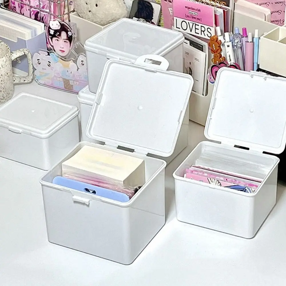 New White Storage Box Kpop Idol Cards Jewelry Container Photocard ID Card Organizer Desktop Decor