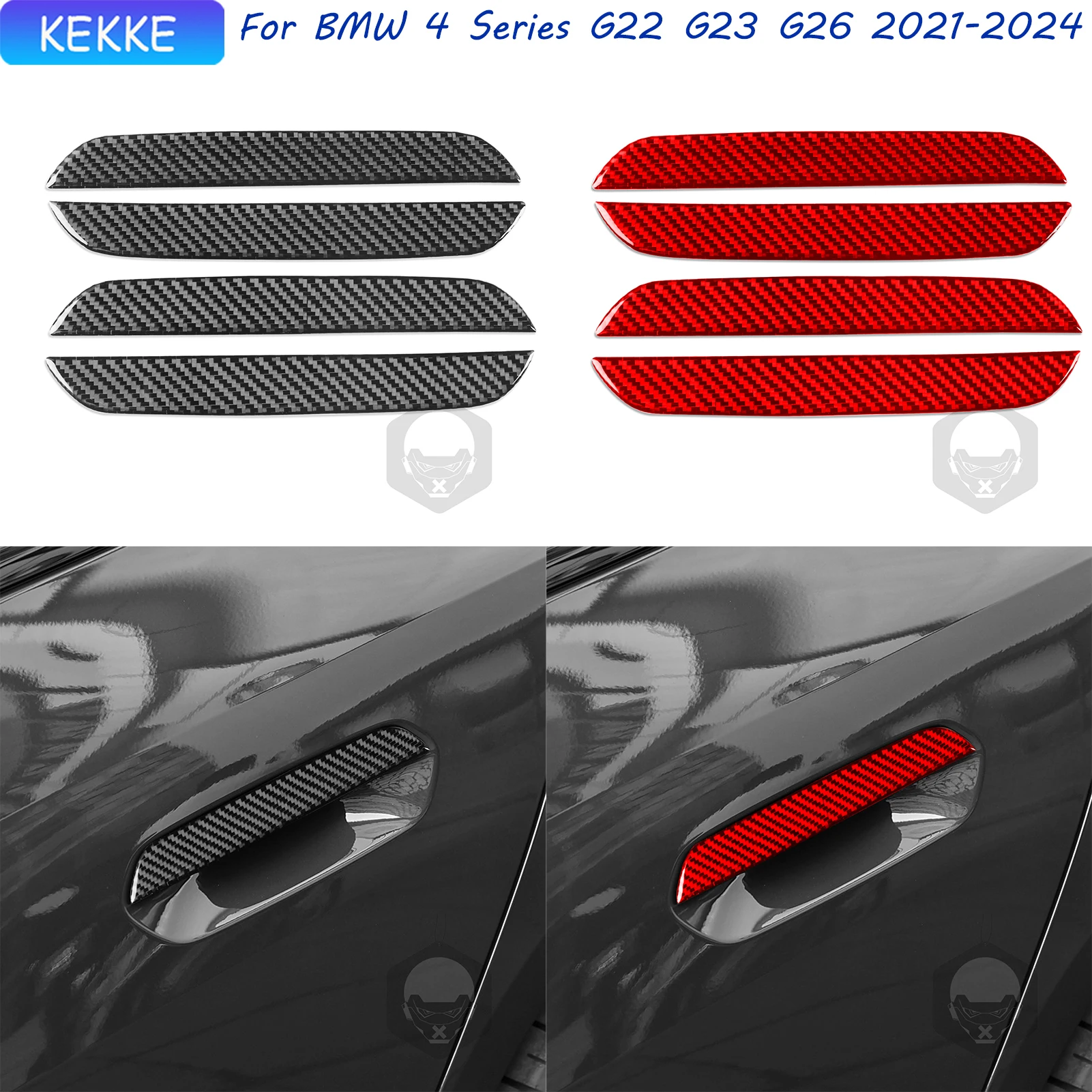 

For BMW 4 Series G22 G23 G26 2021-2024 Carbon Fiber Outer Door Handle Decal Auto Decoration Accessory Sticker