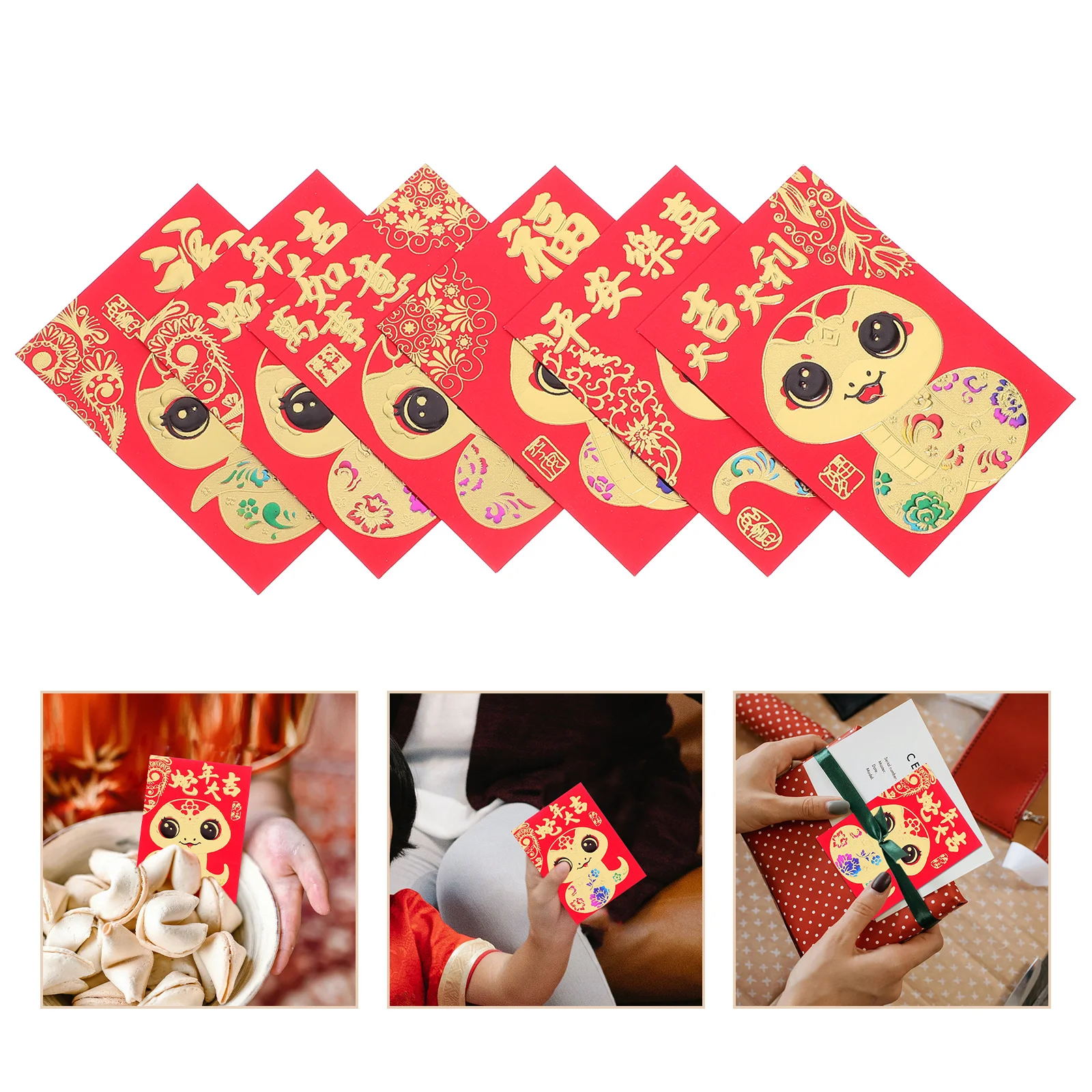 

36Pcs Traditional Chinese Red Envelopes Red Packets Year of 2025 Snake Design Lunar New Year Spring Festival Decorations