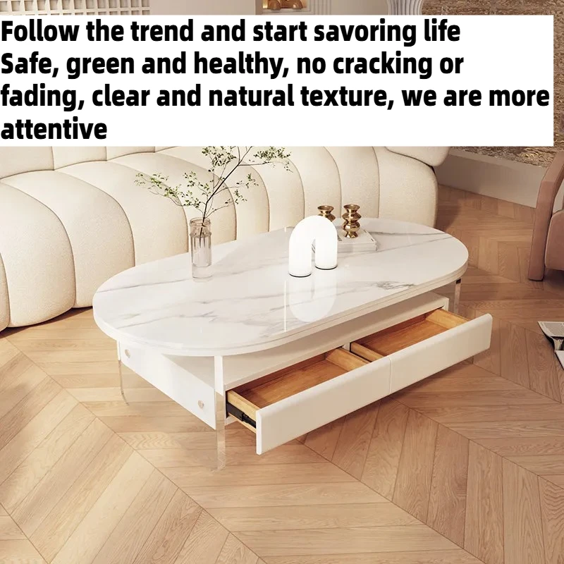 

Apartment Oval Coffee Table Acrylic Living Room Modern Interior Side Center Table Design Nordic Low Home Auxiliary Furniture