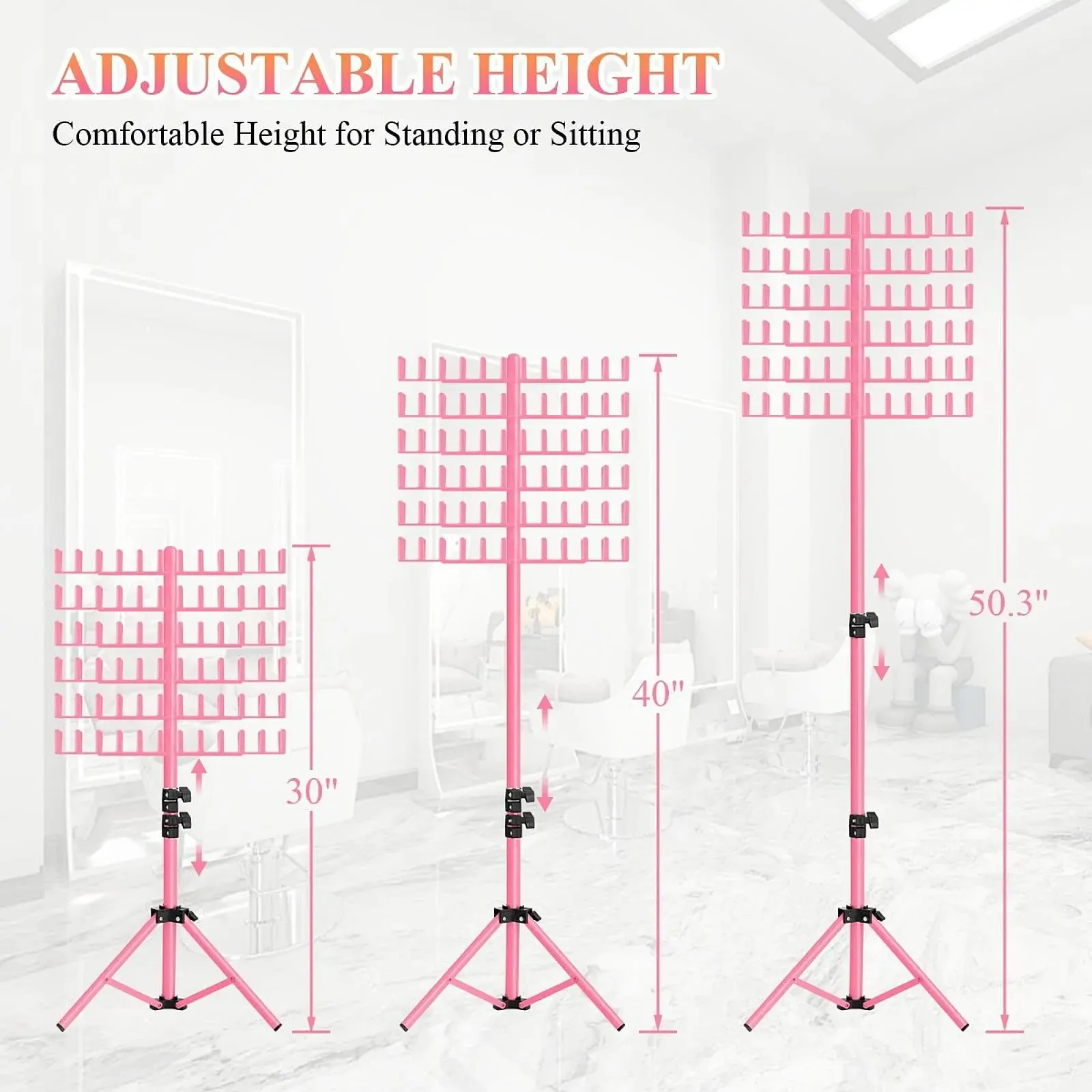 높이 조절 가능한 양면 헤어 브레이딩 랙 스탠드 - 살롱 및 가정용 스탠딩 헤어 익스텐션 홀더