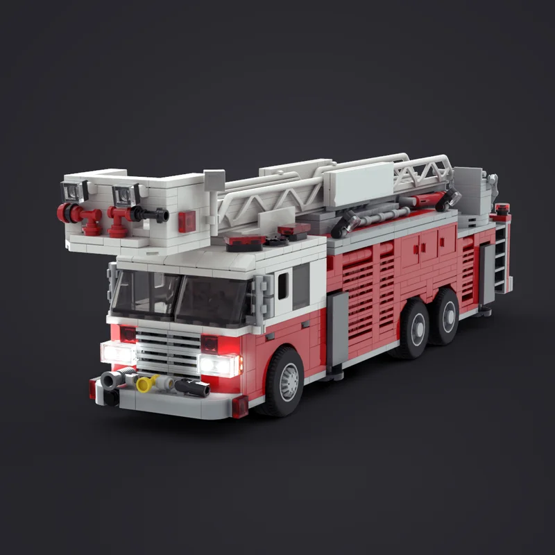 981 Uds. Escalera de torre MOC camión de bomberos ciudad modelo fuego edificio regalos de navidad bloques arquitectura DIY Idea juguete educativo ladrillo