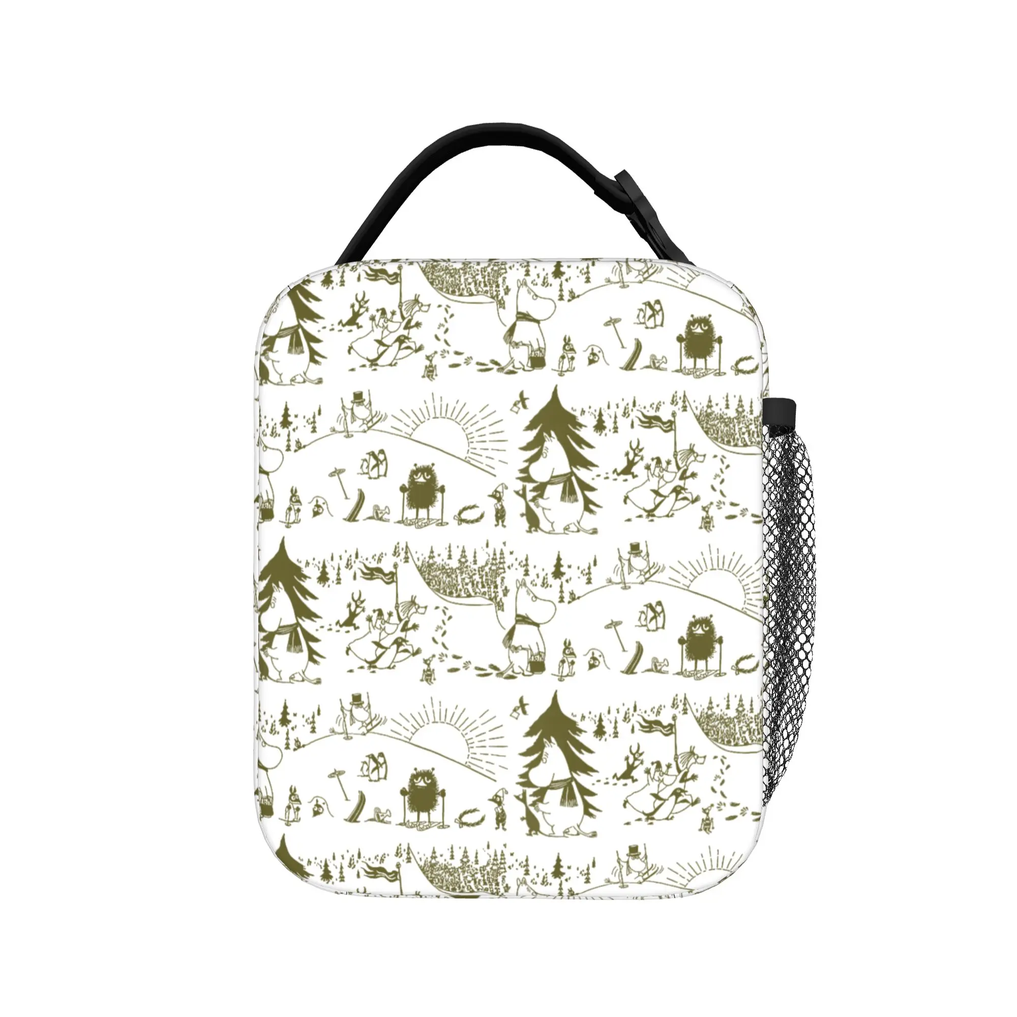 Moomings Olive Winter Sports Games Insulated Lunch Bags Leakproof Lunch Container Thermal Bag Tote Lunch Box School Bento Pouch