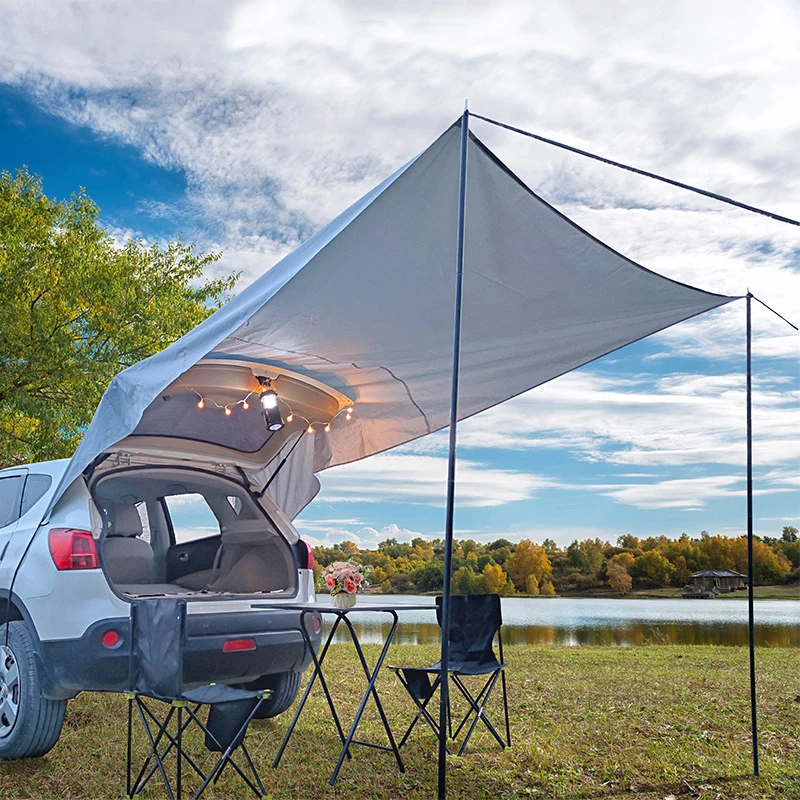 Rear Trunk Extension Canopy Rainproof and Sunscreen Self Driving Multi-fuction Tourist Outdoor Camping Roof Top BBQ Family Tarp