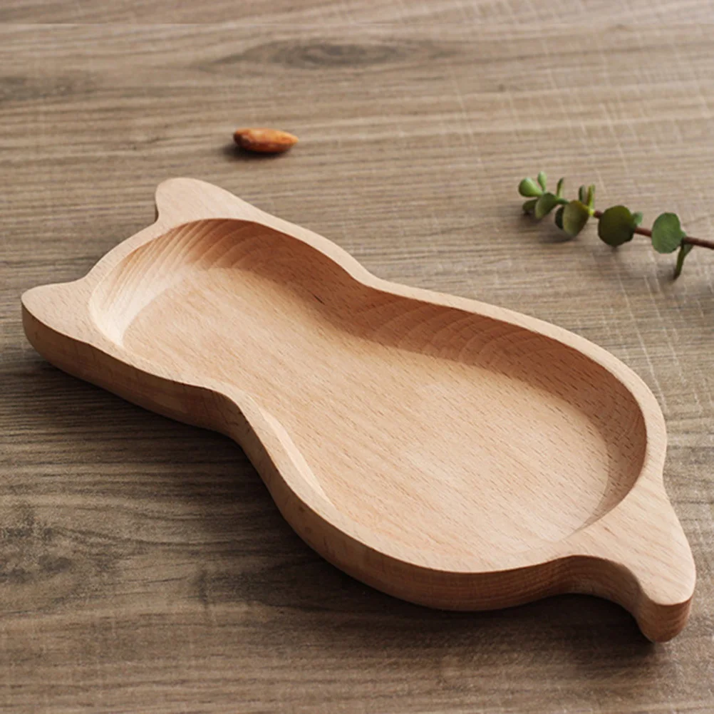 

Wooden Food Tray Pear Shaped Plate Japanese Style for Kids Dessert Snack Serving No Annoy Broken Dishes Uncomfortable Sound