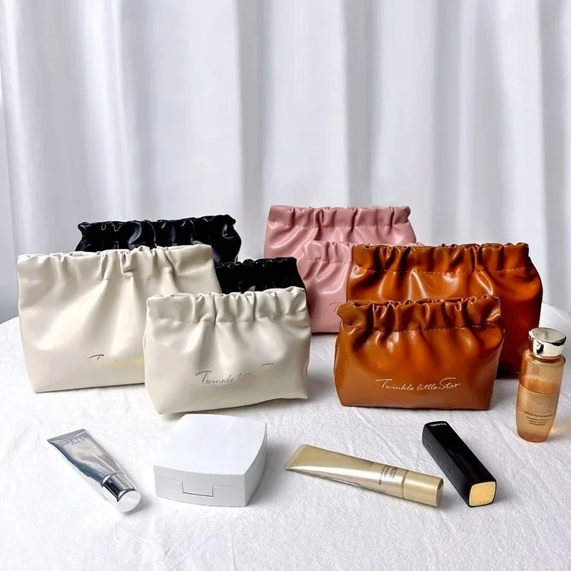 Sac de rangement portable pour femmes, trousse à rabat élastique pliable pour le maquillage, les rouges à lèvres, les câbles de données et les accessoires, idéal pour les voyages.