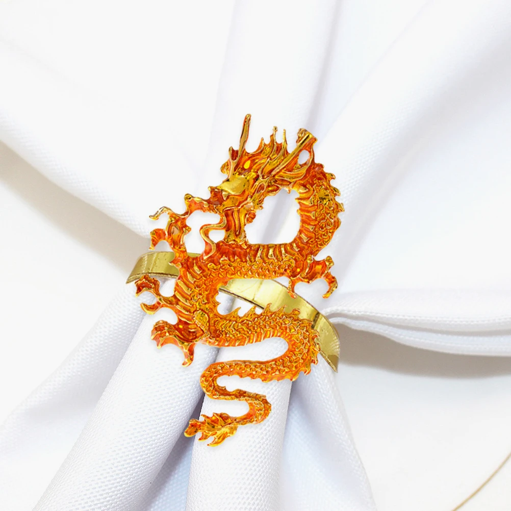 

Vintage Dragon Napkin Circle Chinese Ring Holders Napkins Spring Festival Rings Orange Banquet