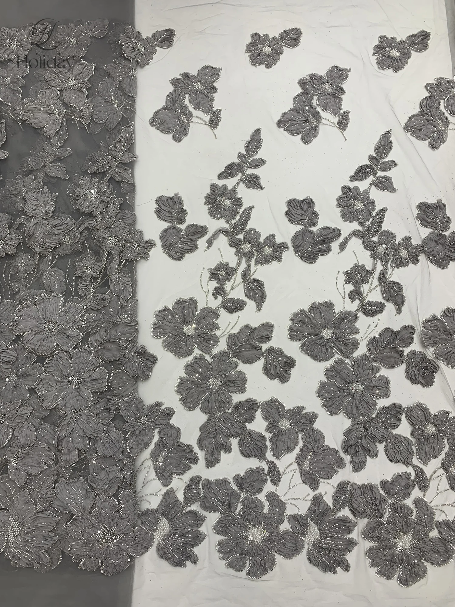 Kain Renda 1 atau 3 Yard Kualitas Tinggi Kain Renda Jaring Perancis Manik-manik Renda Afrika Pesta Pernikahan Kain Renda Sifon