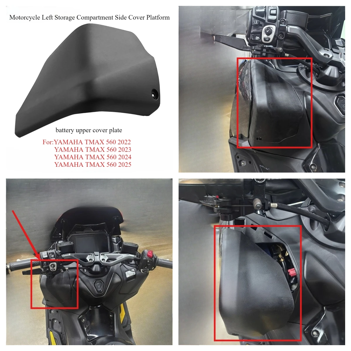 

Motorcycle left storage compartment side cover, battery upper cover suitable for Yamaha TMAX560 TMAX 560 2022 2023 2024 2025