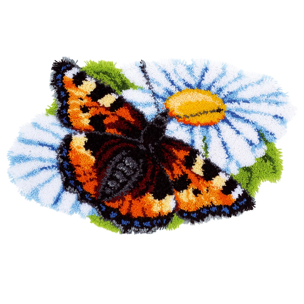 Latch Hook Rug Kits with printed Butterfly Pattern Carpet Embroidery Latch Hook Rug Needlework DIY Rugs Hook Point Cactus