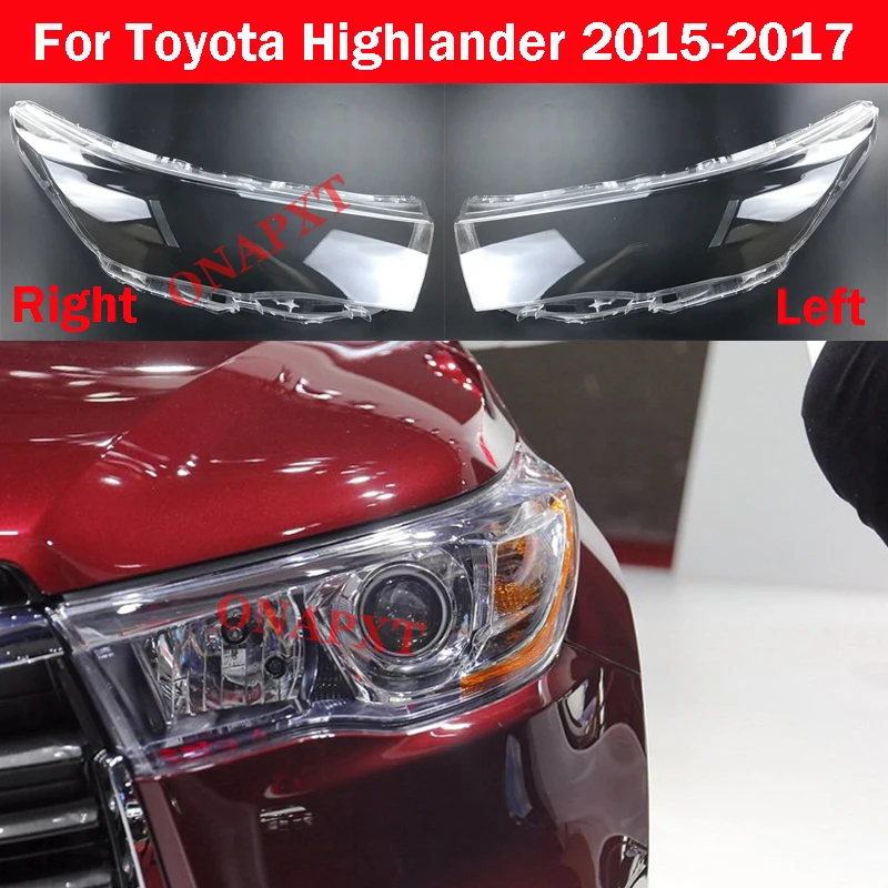 

Car Protective cover headlights glass lamp shade shell lamp transparent cover For Toyota Highlander 2015 2016 2017