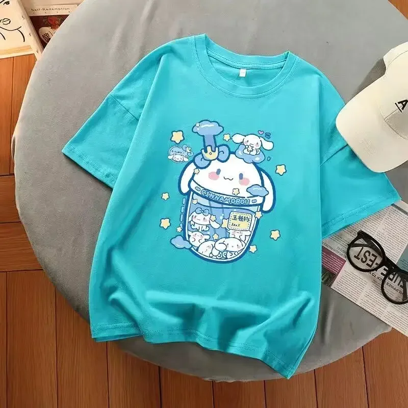 Sanrio Cinnamoroll Girl Gothic Y2k Top Aesthetic Harajuku Summer New Oversized T Shirt Multicolor Graphic T Shirts Women Clothes