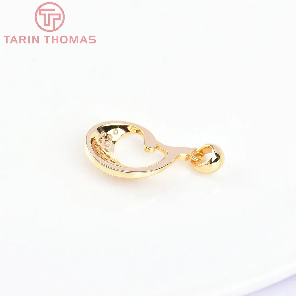 (5768) 2PCS 12x16MM 24K Gold Color Brass with Zircon Water Drop Pendants High Quality DIY Jewelry Making Findings Wholesale