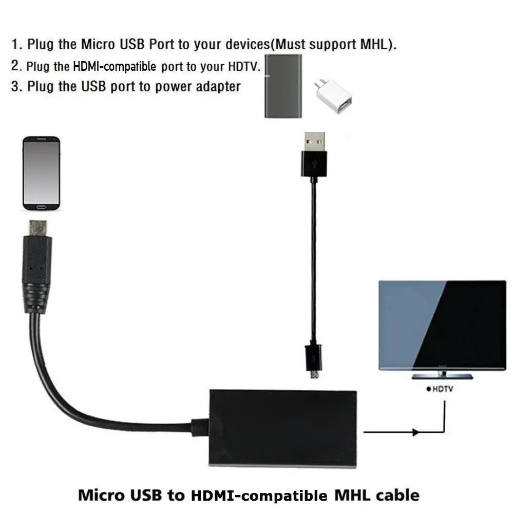 Micro USBTo HDMI Adapter Cable Micro Usb 2.0 Mhl Naar Hdmi-Compatibele Kabel Hd 1080P Voor Android Voor Samsung Htc Lg Android C