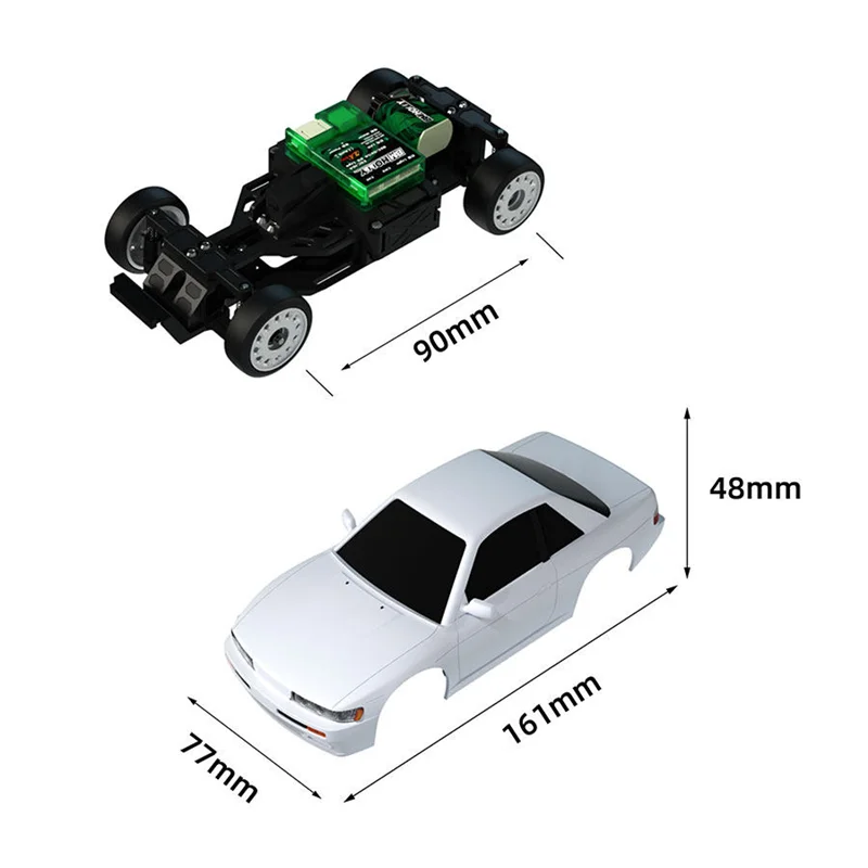 

Радиоуправляемая дрифт-машинка 1/28 RWD 2.4ГГц с металлическим сервоприводом, гироскопом, аккумулятором, мотором 28000kv, RTR BMHOBBY Mini BMRX FLD S13. Подарки.