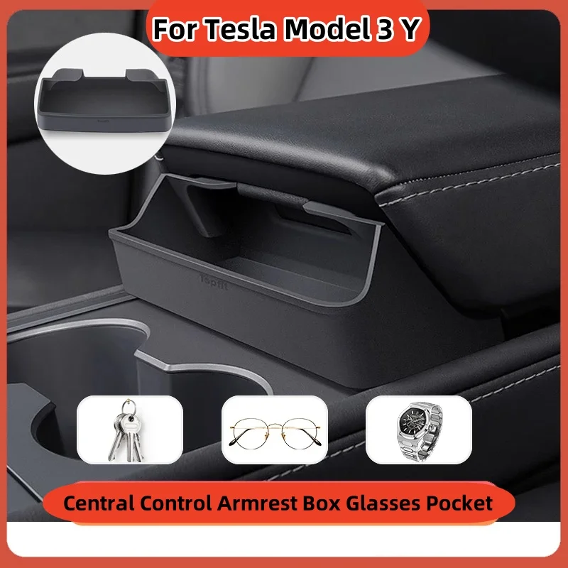 Tasca per occhiali con scatola del bracciolo di controllo centrale per Tesla Model 3 Y 2023 accessori per interni Auto custodia in vetro cofanetto