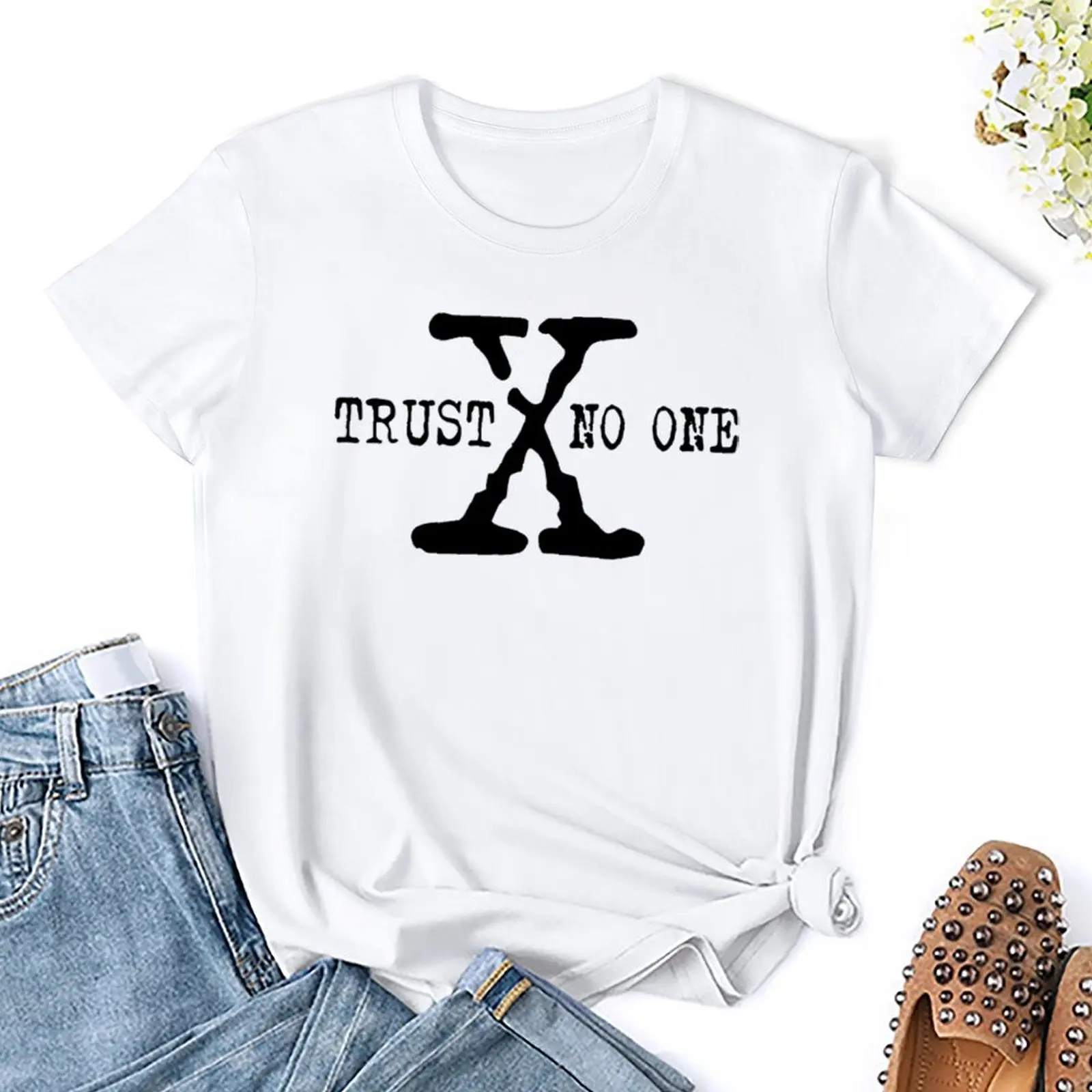 Crewneck Trust No One Classic for Sale T-shirt Campaign T-shirts Novelty Casual Leisure