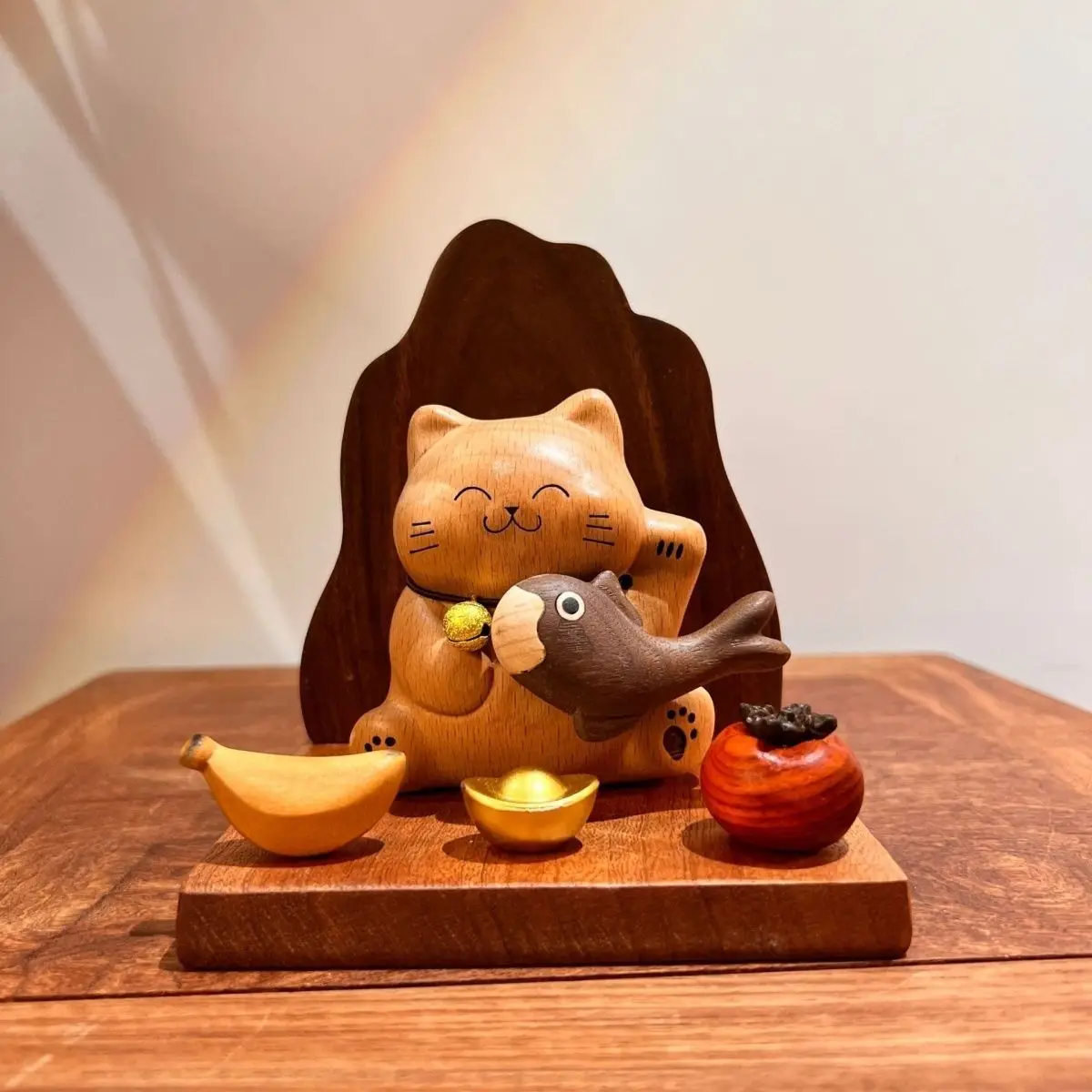 Bobcat Shenshi Wooden Creative Entrance Tabletop Ornament Household Opening Cashier Front Desk High-end Gaocai Gifts