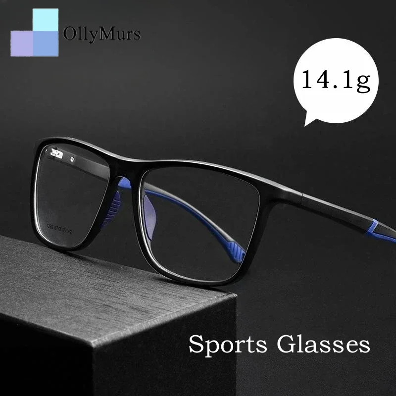 OLLYMURS Fashion Flexible TR90 Basketball Cycling Eyewear Big Face Square Optical Prescription Sports Eyeglasses Frame Men 1230