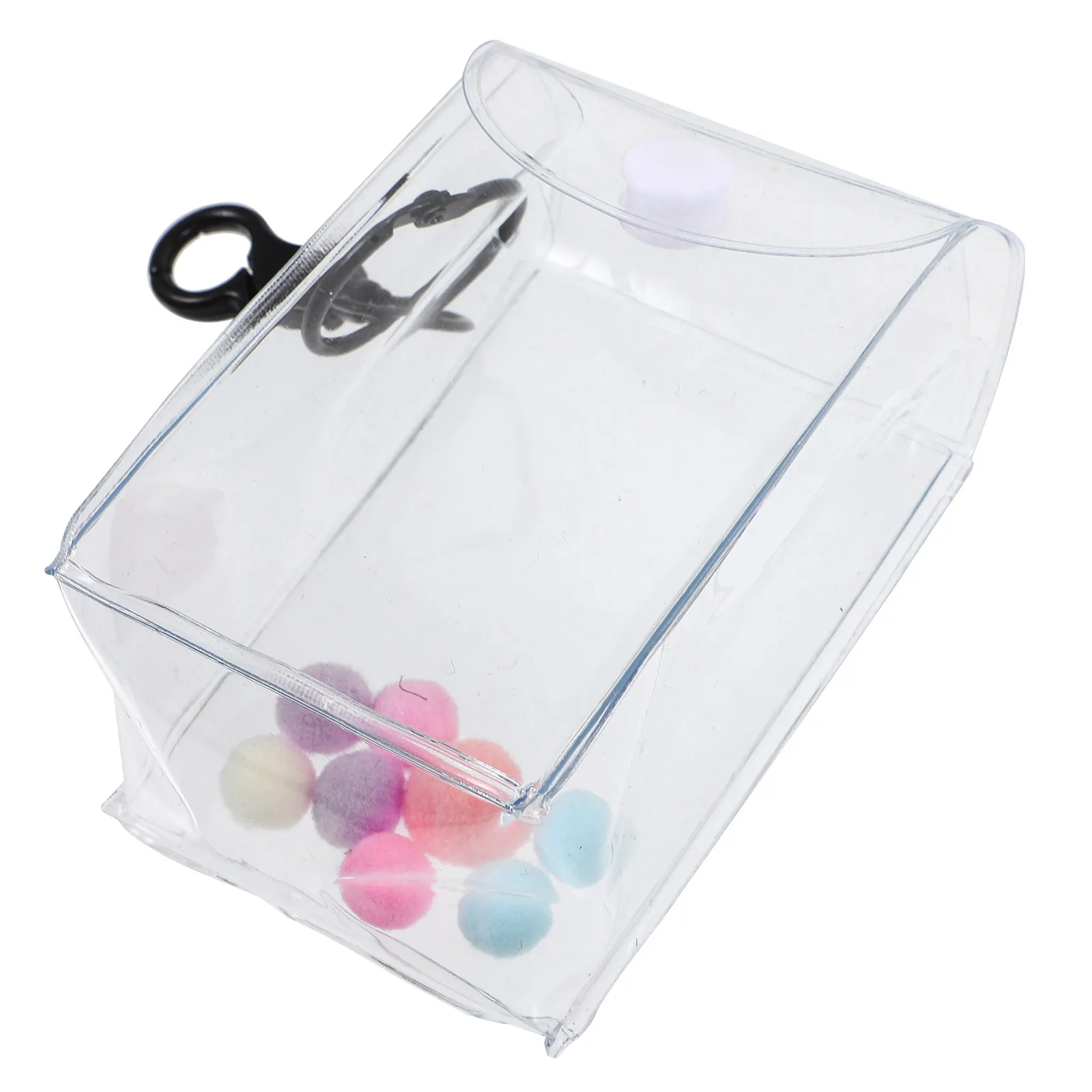 

Clear Mini Storage Bag Transparent Hanging Keychain Carrying Case Large Capacity Portable Organizer for Small Figures Collection