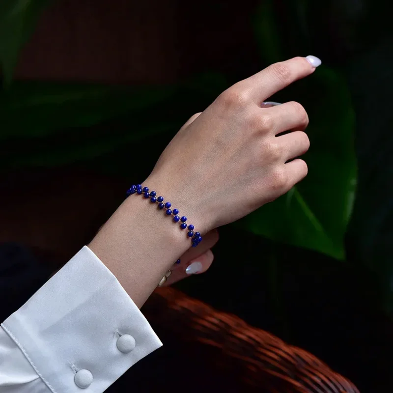 Natural High-quality Lapis Lazuli Blue Round Beads Winding Woven Bracelet For Women Girl Yoga Party Bohemia Charm Jewelry