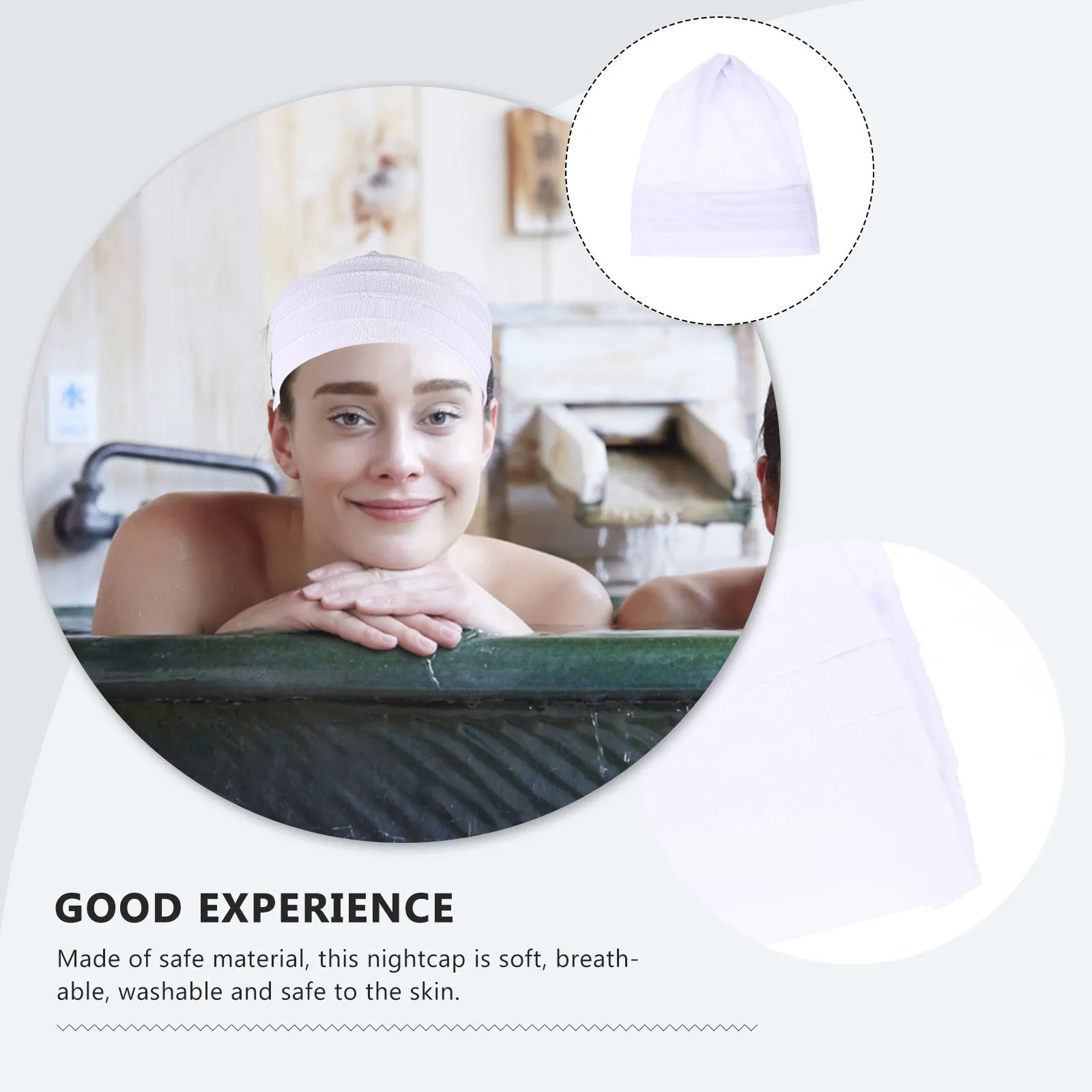 Schlafmütze aus Baumwollleinen, elastisch, geschmeidig, bequem, für Damen, Haarpflege, Schlafmütze, leicht, atmungsaktiv