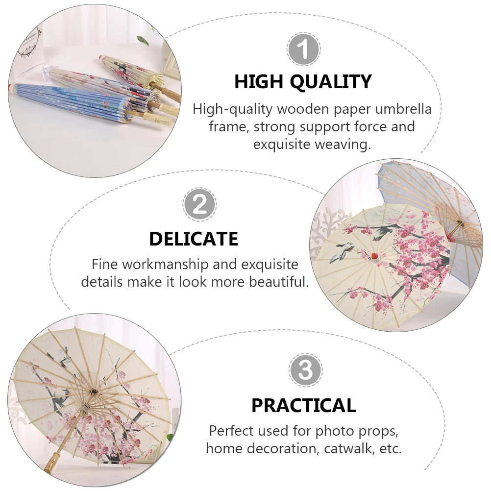 Dance Paper Umbrella White Decorations Prop Bamboo Japanese Chinese Sun Parasol