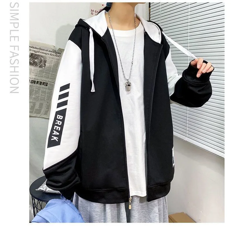 Coat men's sweater spring and autumn2022new hooded jacket suits Korean style Trendy Teen Top clothes