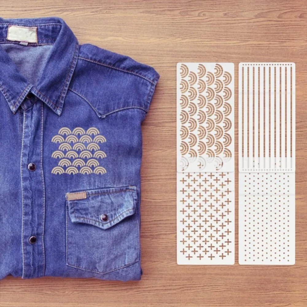 4 قطعة استنسل ساشيكو أكريليك شفاف 3.94x7.87 بوصة نمط التطريز قالب أداة تطريز أكريليك أدوات استنسل اللحف