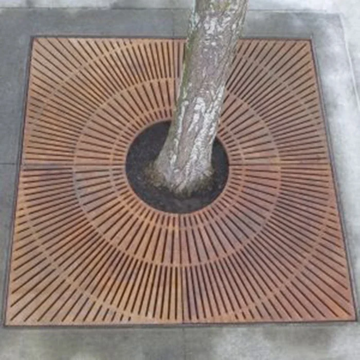 Customized round square Street Furniture Corten Metal Steel Tree Grate