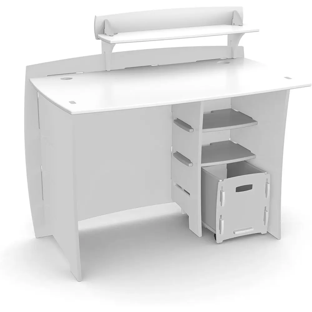 

Children's White Desk with Shelves and Rolling Cart Set