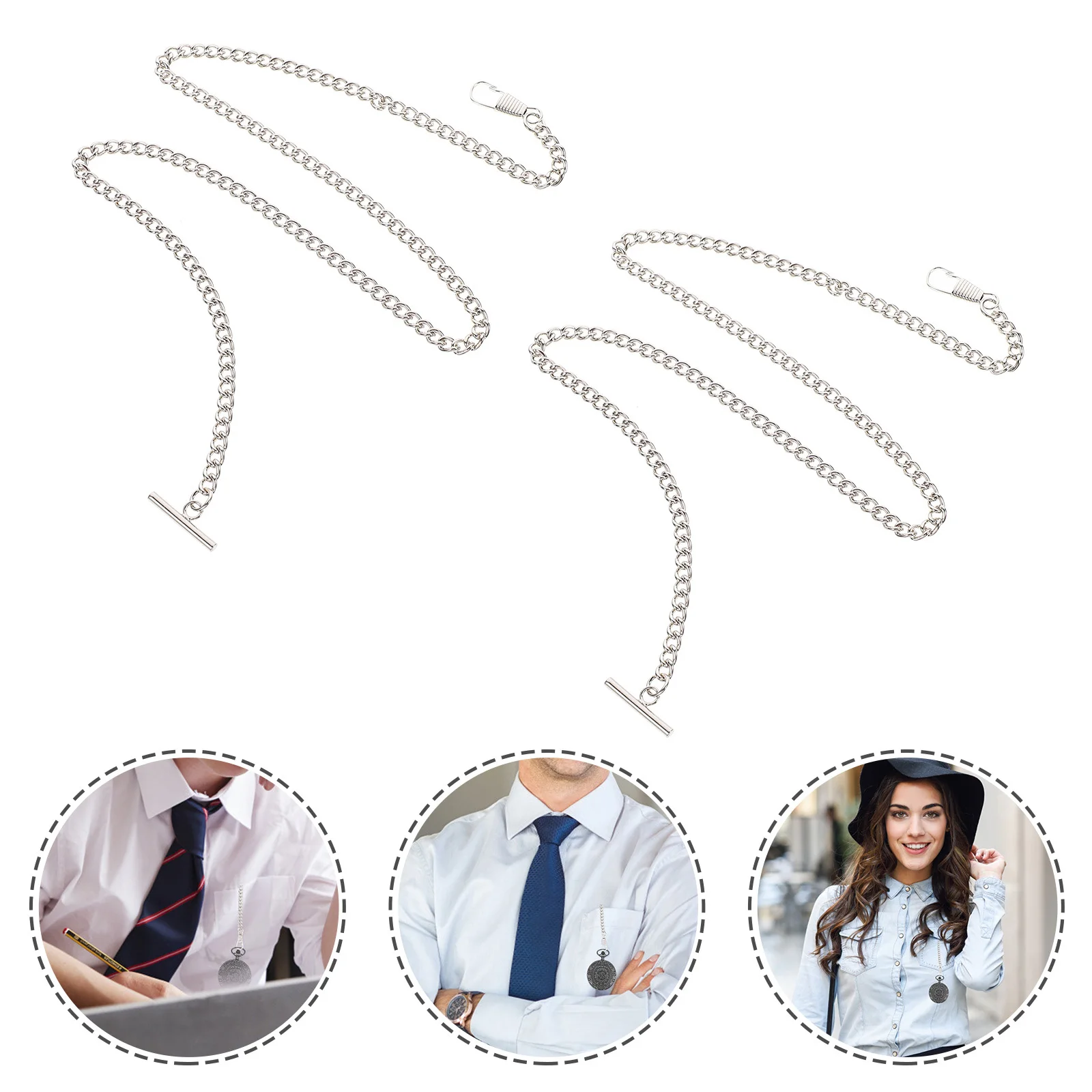 

2pcs Pocket Iron Retro Vest Chains For Clothing Handbag Chain Handbag Decor Hanging Jeans Belt Chain Accessory