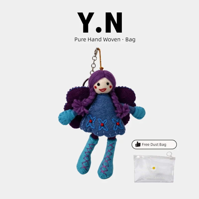Handmade Wool Felt Sheep Bag Charm Cute Cartoon Animal Keychain Mori Girl Backpack Pendant Embroidered Doll Car Ornament Gift