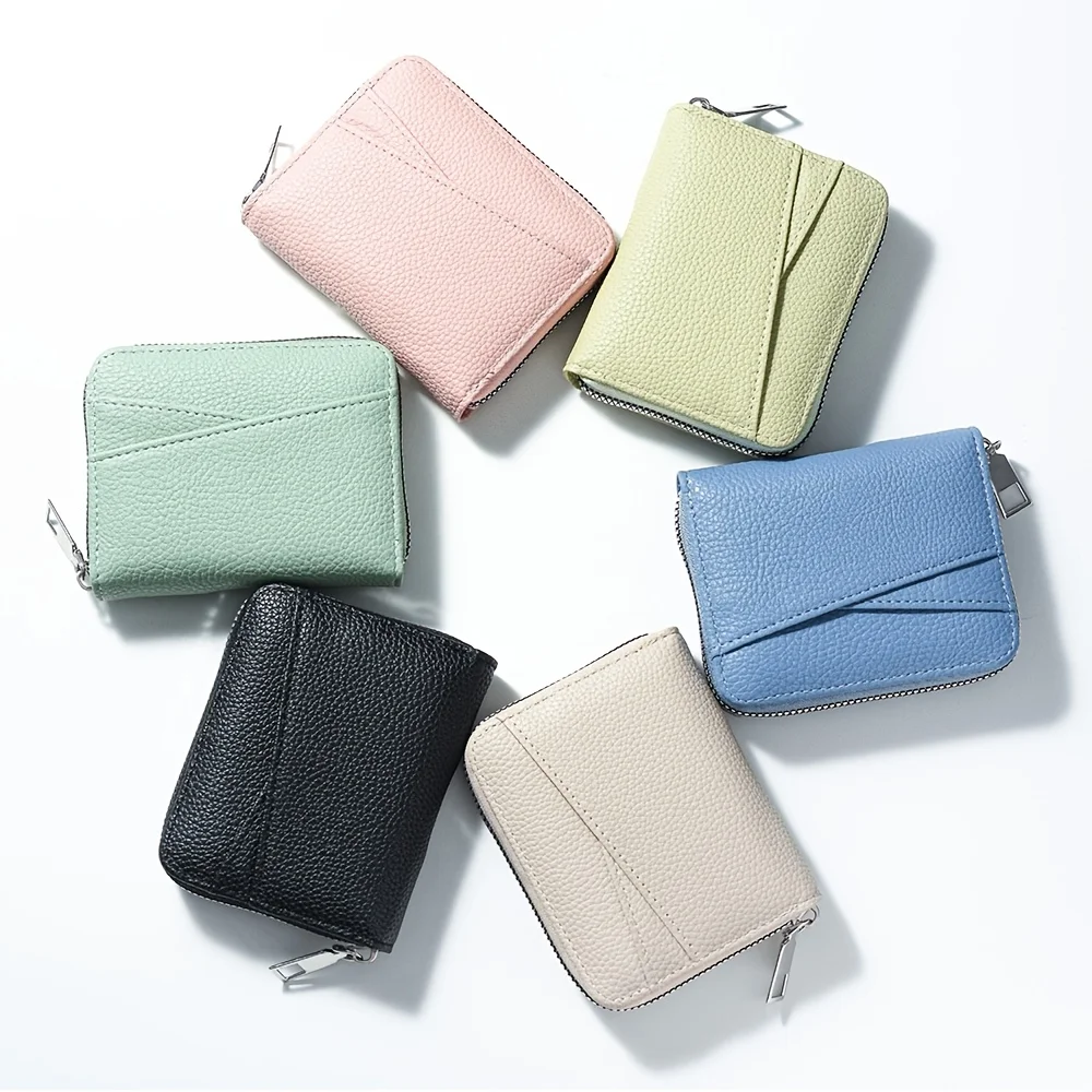 1Pc Large Capacity Credit Card Wallet - Stylish Zipper Coin Purse, Simple Solid Color - Compact Wallet with Multiple Card Slots and Coin Pocket, Suitable for Men and Women's Daily Use