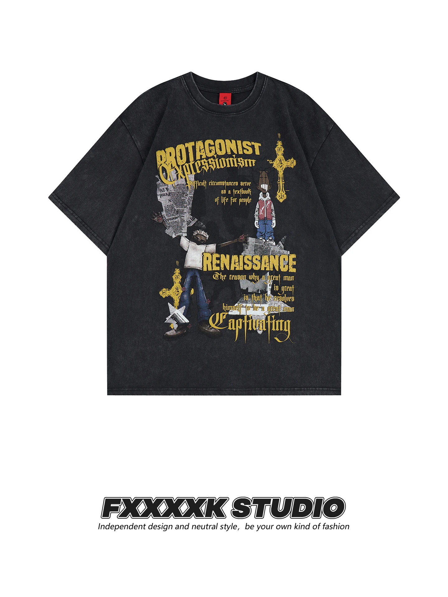 

Оригинальная футболка FXK Hiphop fiti Waed с винтажным принтом, свободного кроя, из чистого хлопка, с коротким рукавом, повседневная летняя мужская модная одежда