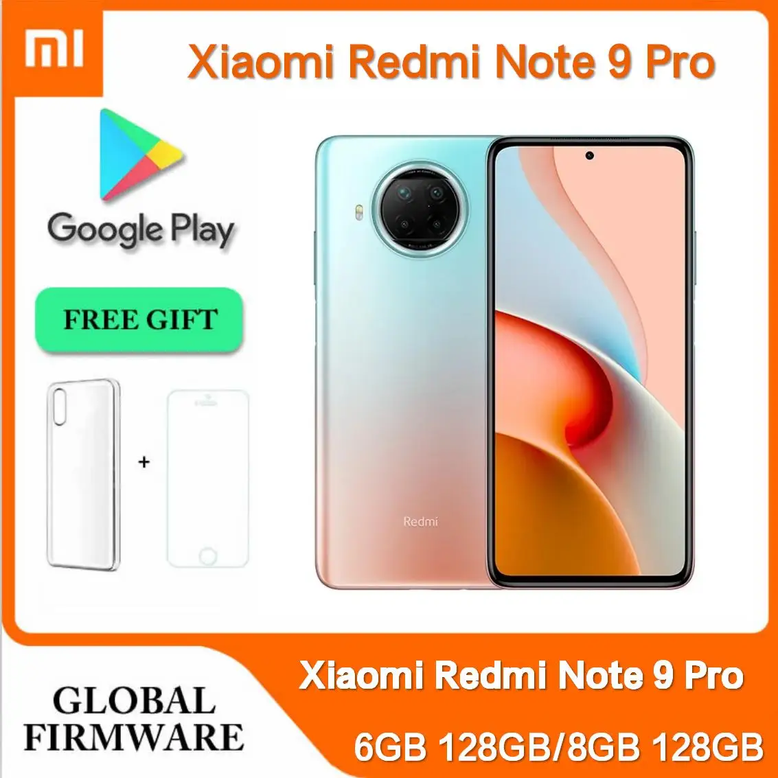 NFC 5G Mobile Phone Original Xiaomi Redmi Note 9 Pro 6GB/8GB 128GB Dual SIM 6.67'' 108MP+16MP Octa-Core Android CellPhone