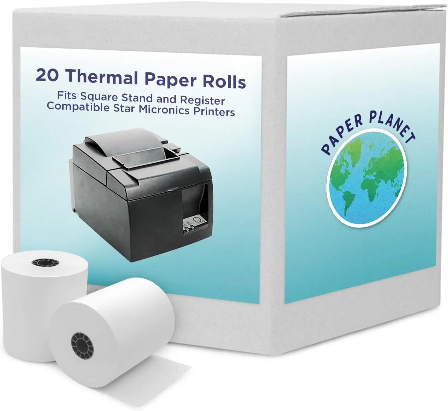 

Thermal Paper Rolls for Square POS Stand & Register, 20 Rolls, Star Micronics TSP143IIIU Printer
