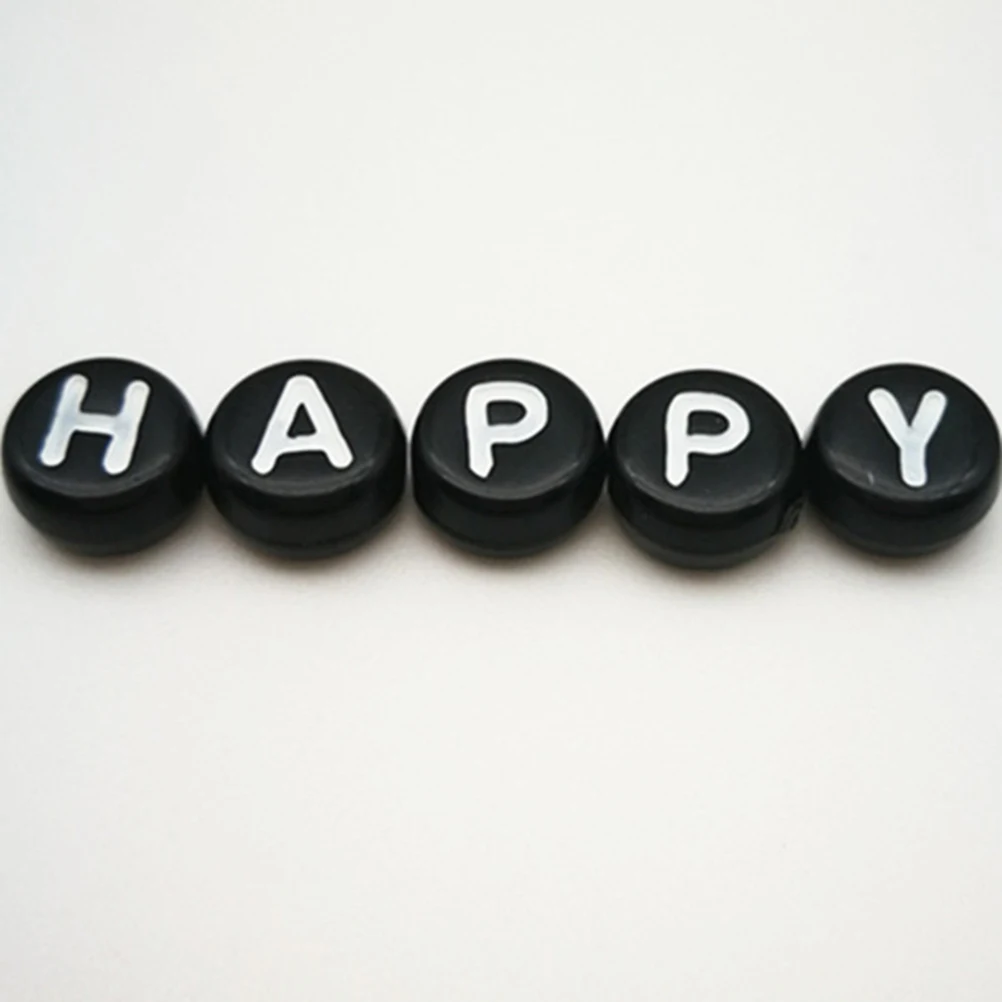 

260Pcs Acrylic Alphabet Letter DIY Beads Black White Round for Jewelry Making Bracelets Necklaces Gifts Letter Beads