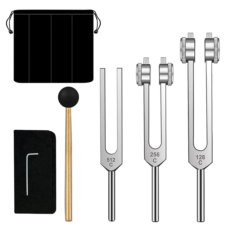 Tuning Forks Set-128 Hz, 256 Hz, 512 Hz,Tuning Forks Perfect For Healing,Chakra,Sound Therapy,Keep Body, Mind And Spirit