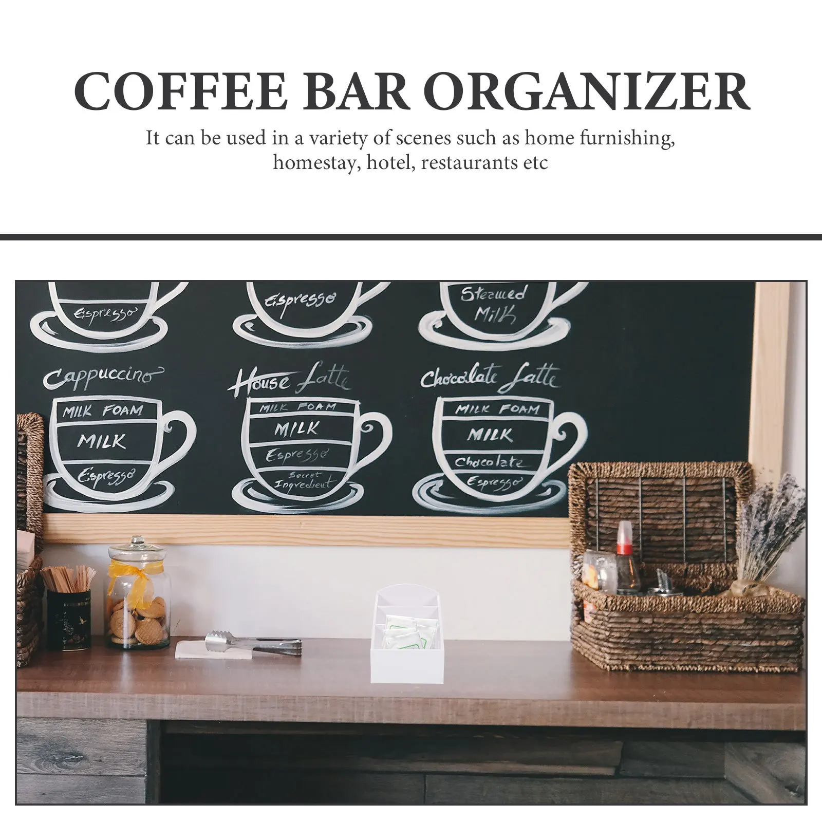 

Condiment Bag Box Acrylic Storage Holder For Tea Coffee Bags Countertop Organizer Hotel Sugar Container Small